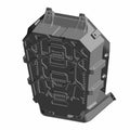 Black rugged plastic cargo box with reinforced edges and multiple mounting points for Polaris UTVs.