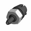 Black and silver windshield wiper nozzle with hexagonal metal base and cylindrical plastic tip.