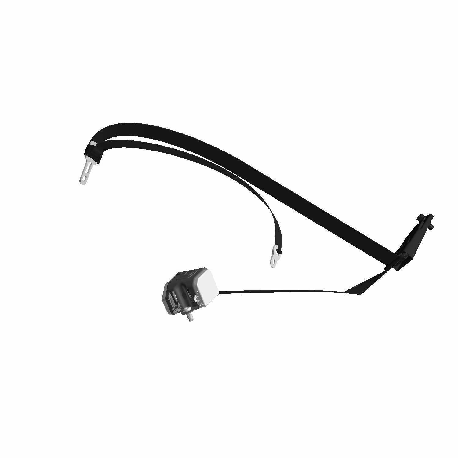 Black 3-point front seatbelt with retractor and mounting hardware for Polaris UTV.