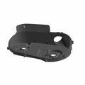 Black molded plastic inner clutch cover with mounting holes and a curved top edge.