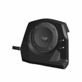 Black rear left Polaris speaker with round mesh grille and integrated mounting bracket.