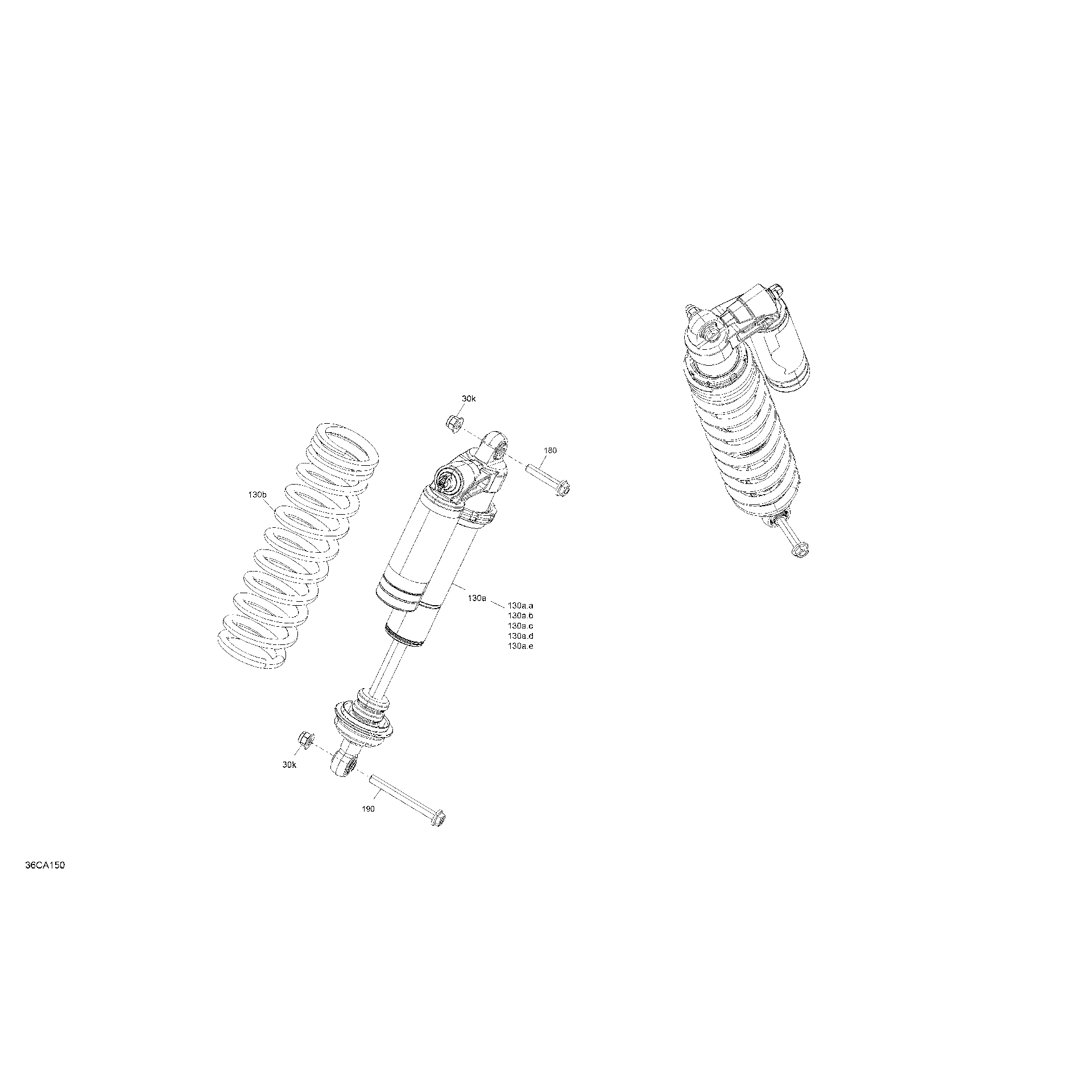 An Image of a Genuine Can-Am Parts Schematic Diagram showing the schematic - SUSPENSION - REAR SHOCKS - XT P