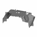 Black metal firewall panel with multiple mounting holes and raised edges for Polaris off-road vehicle.