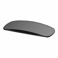 Wide rectangular black rearview mirror with slightly curved edges and smooth surface.