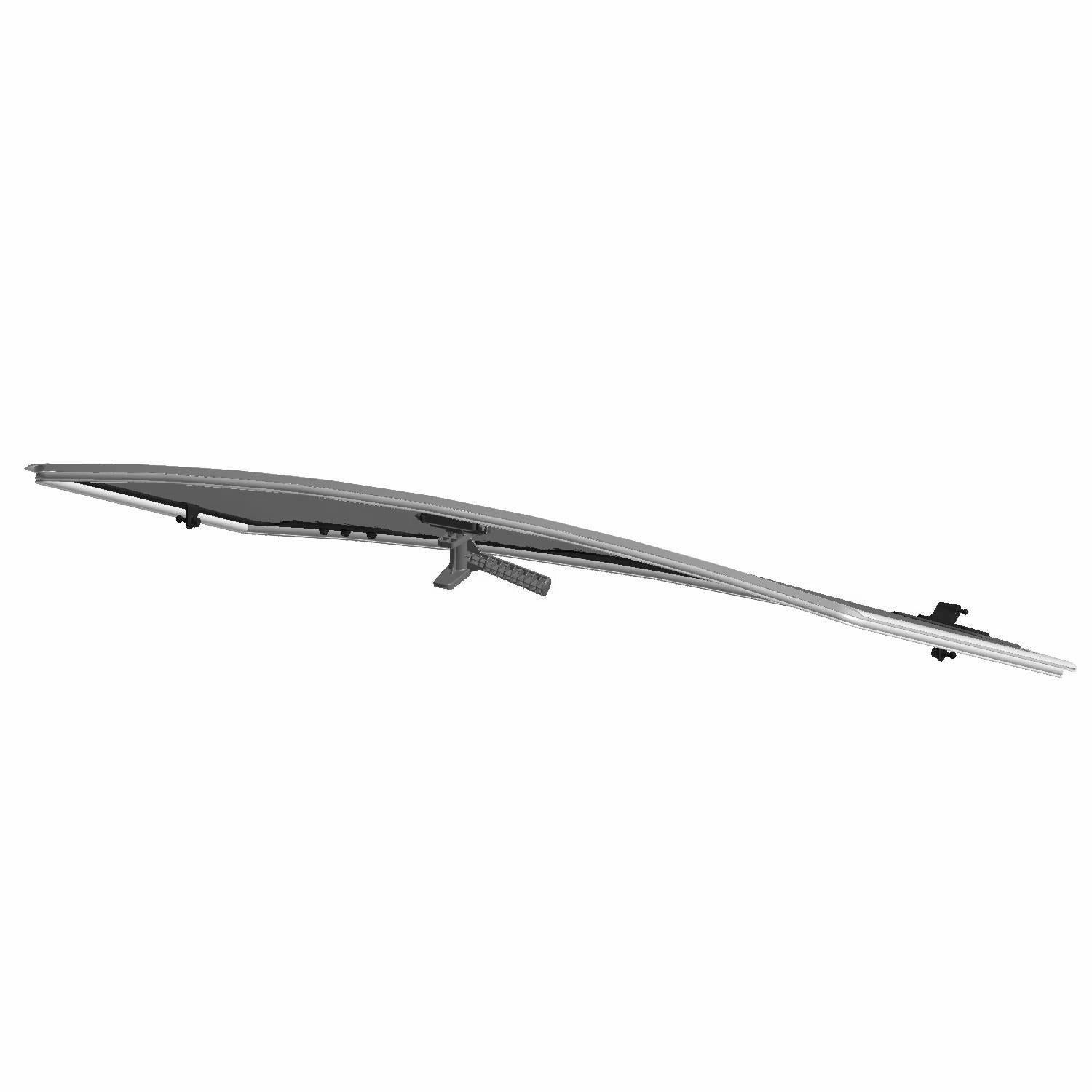 Gray tinted tip-out windshield with mounting brackets designed for Polaris Ranger UTVs.