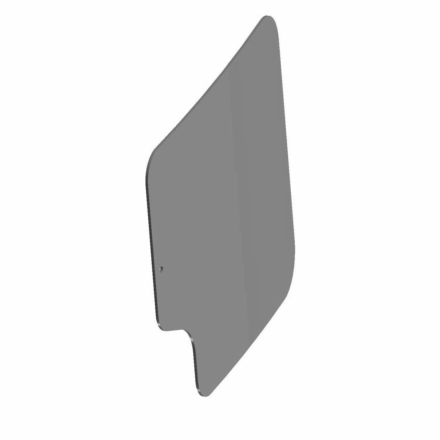 Tinted rectangular door glass window with rounded edges and a small mounting hole at the bottom.