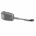 Black and gray seatbelt buckle with extended metal tongue and looped end for Polaris UTVs.