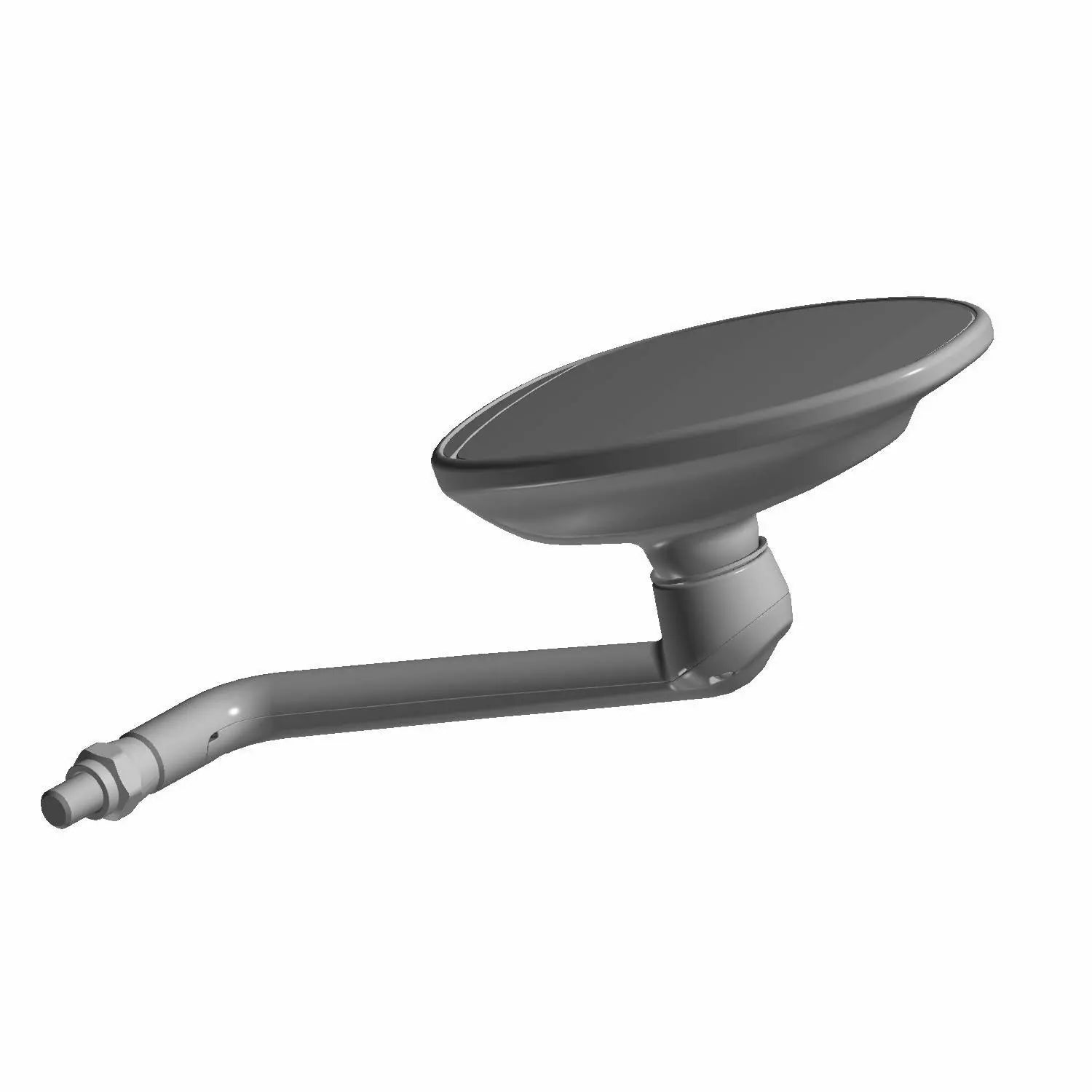 Flat black motorcycle right side mirror with streamlined oval shape and angled mounting arm.