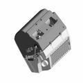 Gray and black rectangular HVAC unit with vent, mounting points, and electrical connectors.