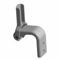 Matte gray metal hinge with angular design and two mounting holes on curved arm for Polaris UTV front lower assembly.