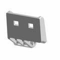 Gray metal hinge with flat rectangular plate and two square mounting holes, angled base for left-side installation.