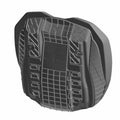Black molded plastic seat bun bottom with textured grid pattern and contoured design.