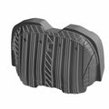 Black molded plastic seat bun bottom with grooved texture and contoured shape for Polaris UTV.