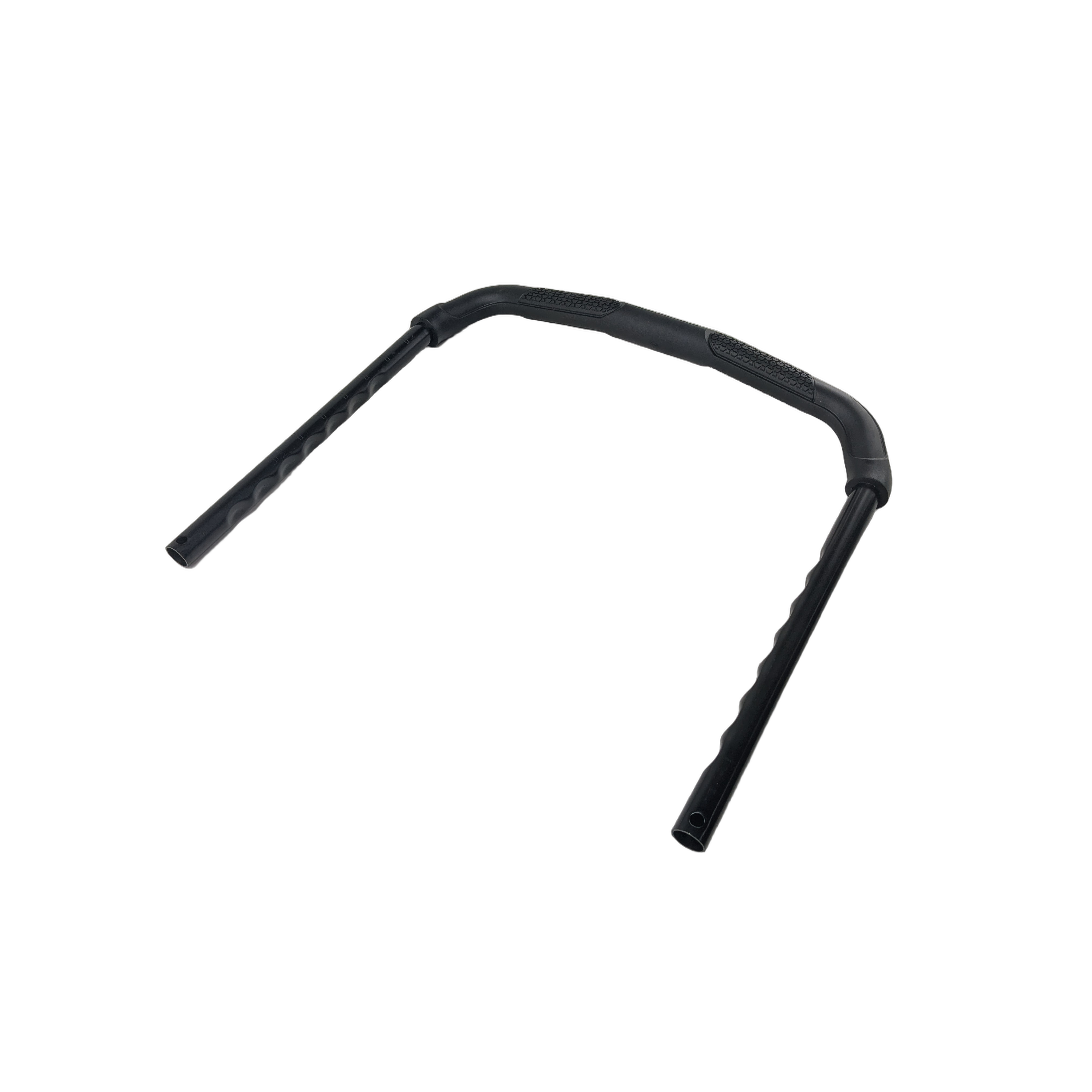 Black powder-coated steel grab bar with textured grip areas and sturdy mounting points.