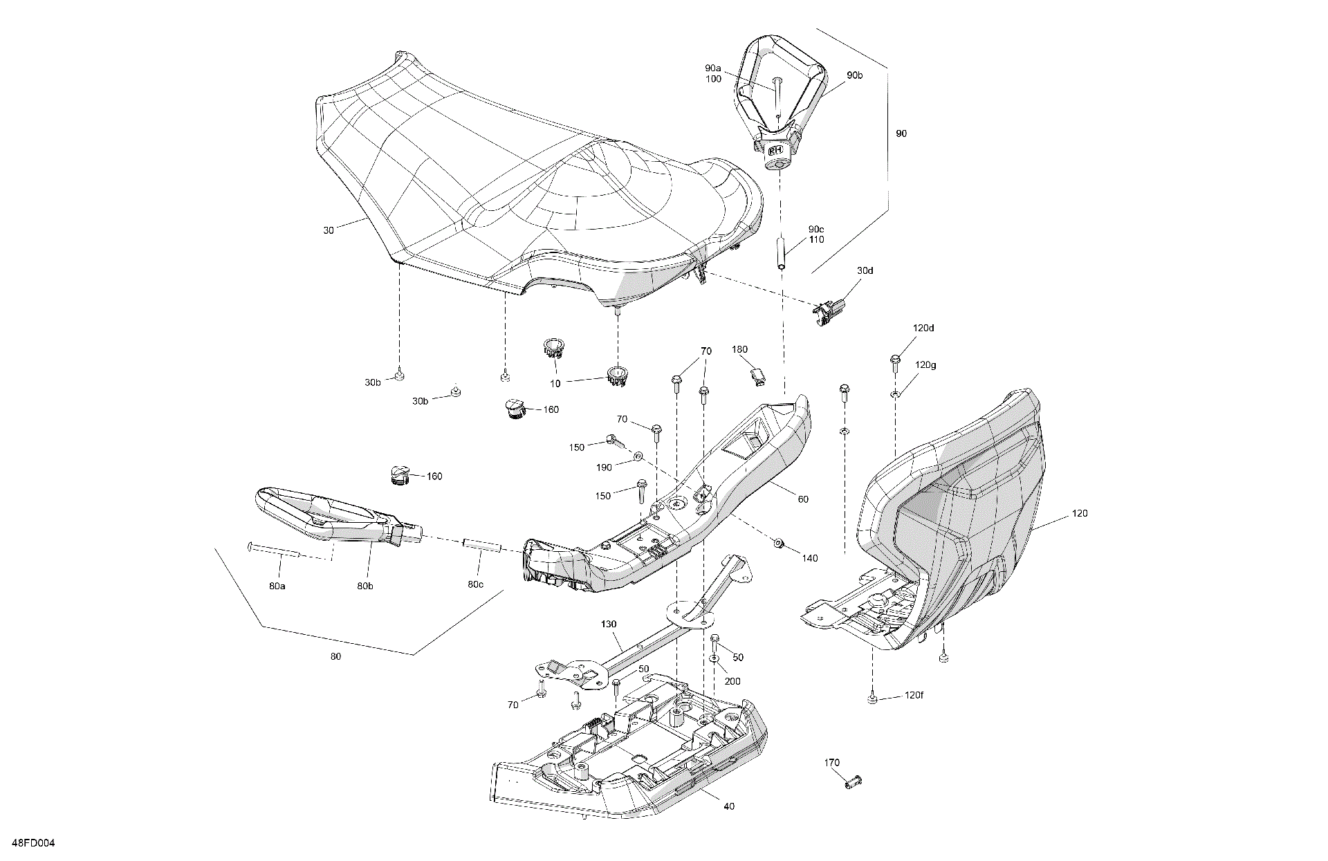 An Image of a Genuine Can-Am Parts Schematic Diagram showing the schematic - BODY - SEAT