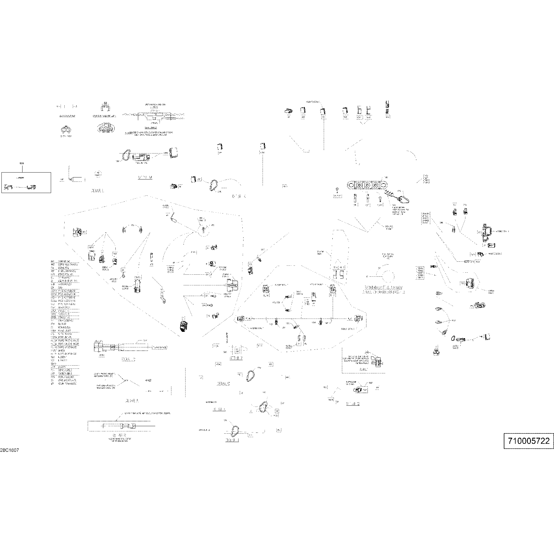 An Image of a Genuine Can-Am Parts Schematic Diagram showing the schematic - MAIN HARNESS - 710005722 - DEFENDER NON MAX