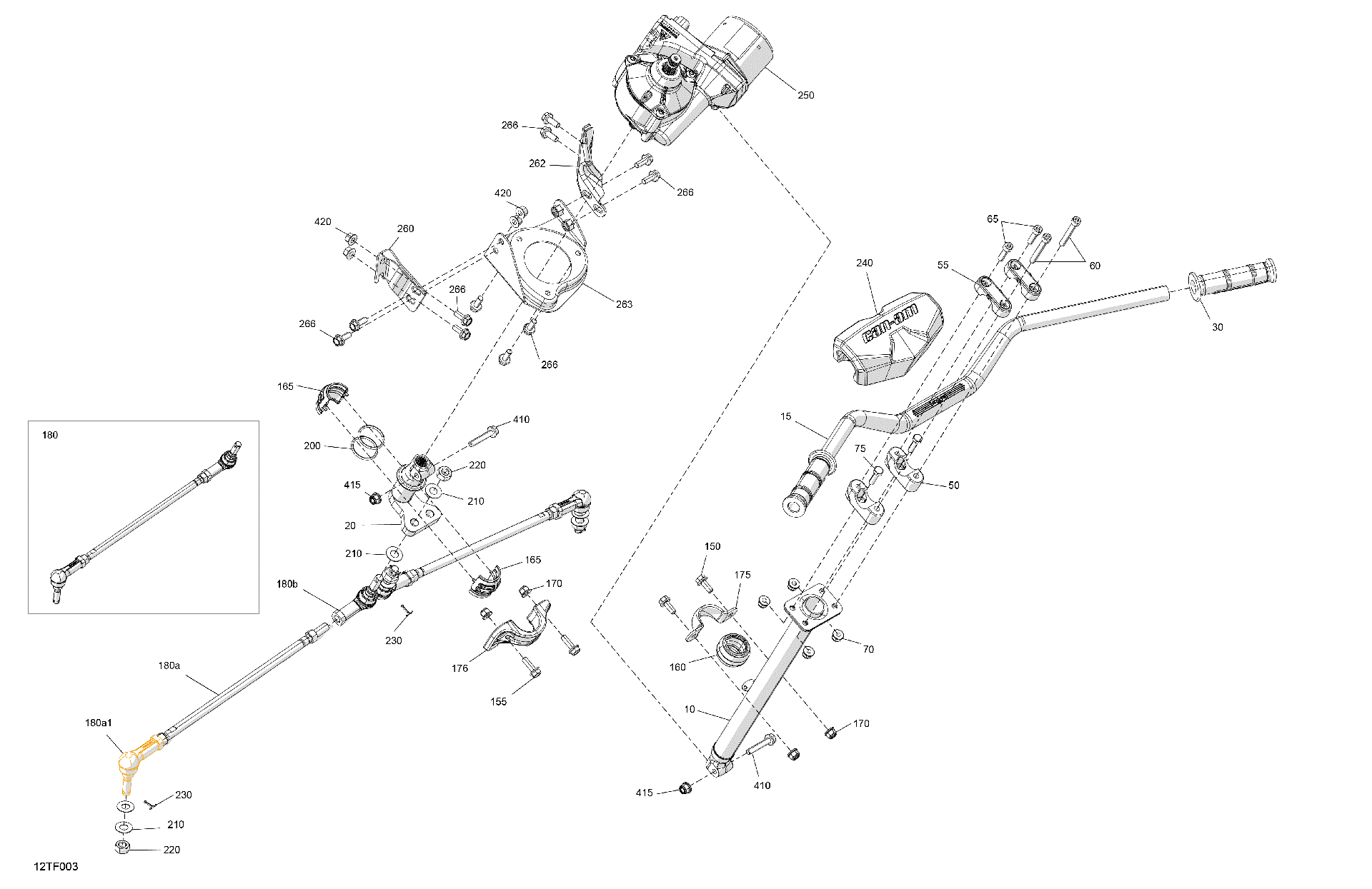 An Image of a Genuine Can-Am Parts Schematic Diagram showing the schematic - MECHANIC - STEERING