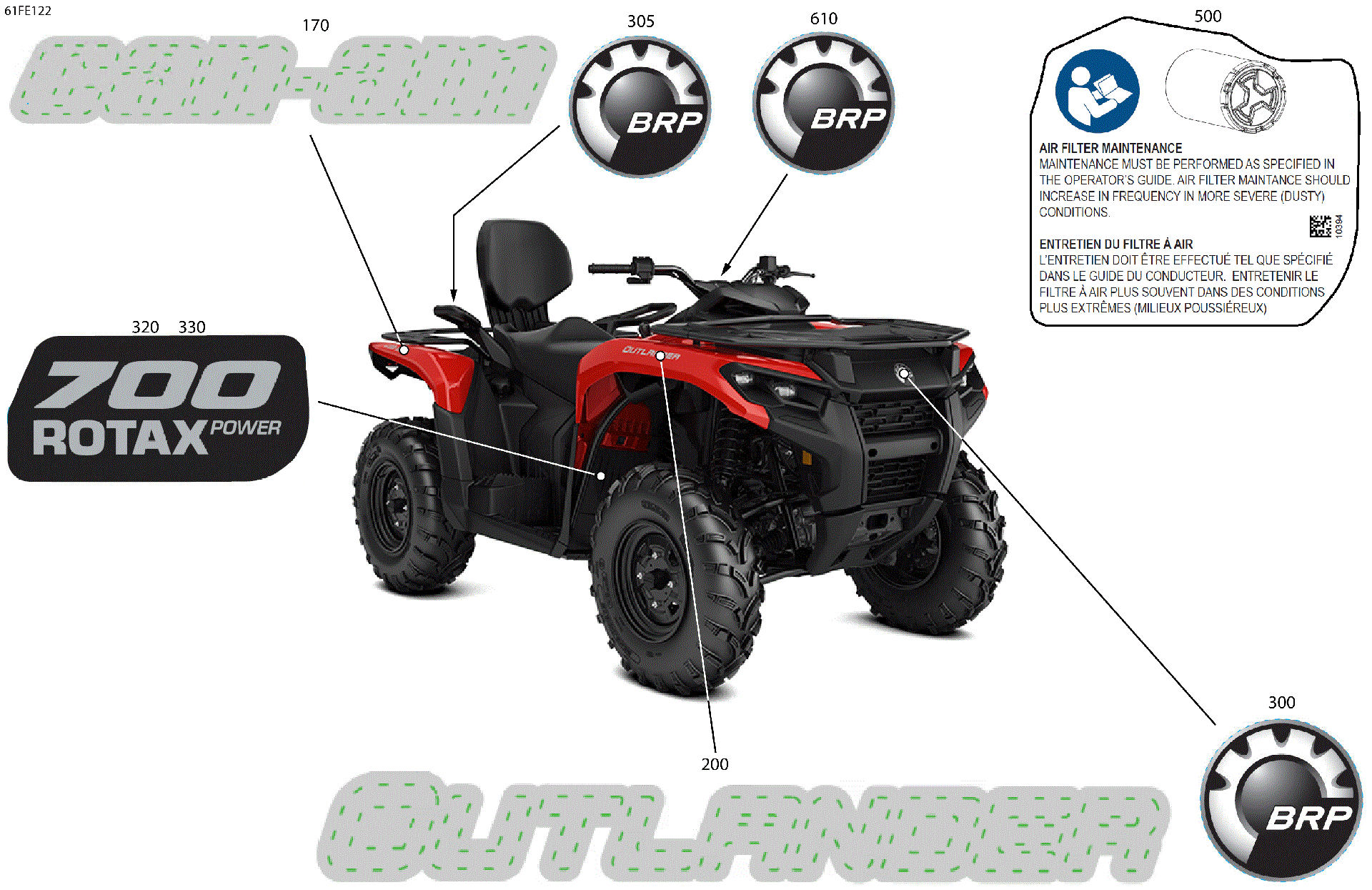 An Image of a Genuine Can-Am Parts Schematic Diagram showing the schematic - BODY - FEATURE DECALS