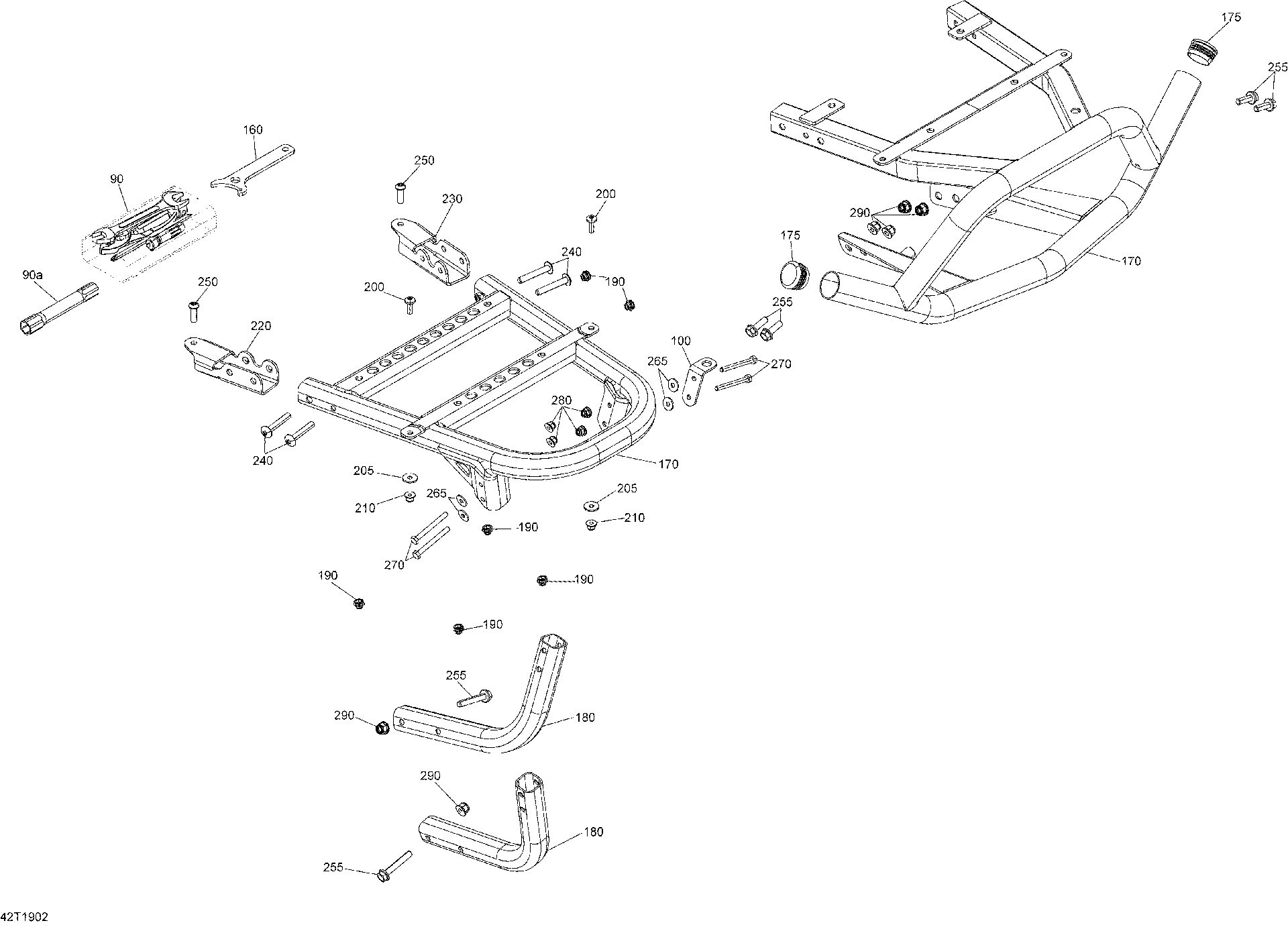 An Image of a Genuine Can-Am Parts Schematic Diagram showing the schematic - REAR CARGO BOX - 650 EFI - 850 EFI