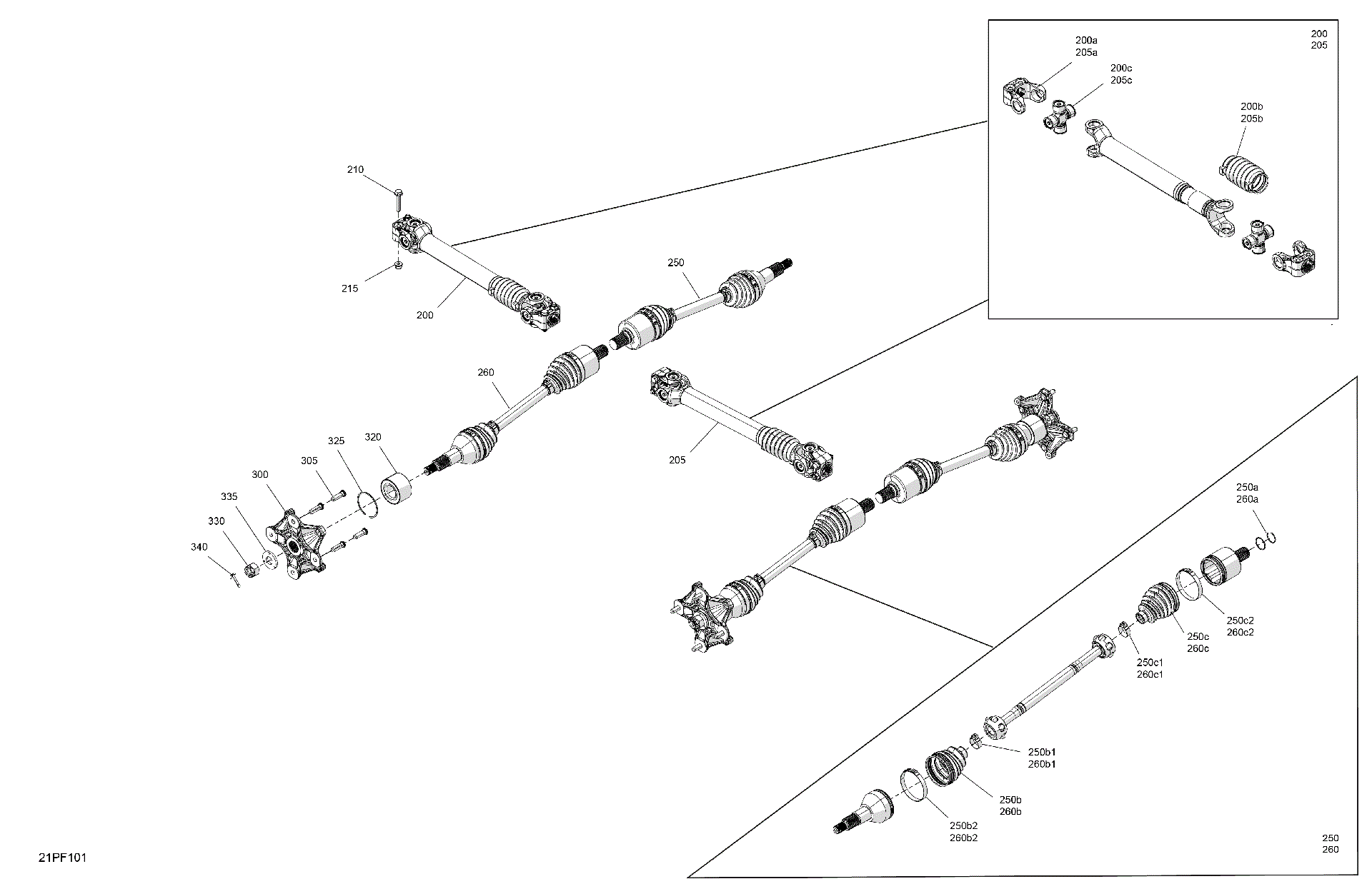 An Image of a Genuine Can-Am Parts Schematic Diagram showing the schematic - DRIVE - REAR - COMMON PARTS