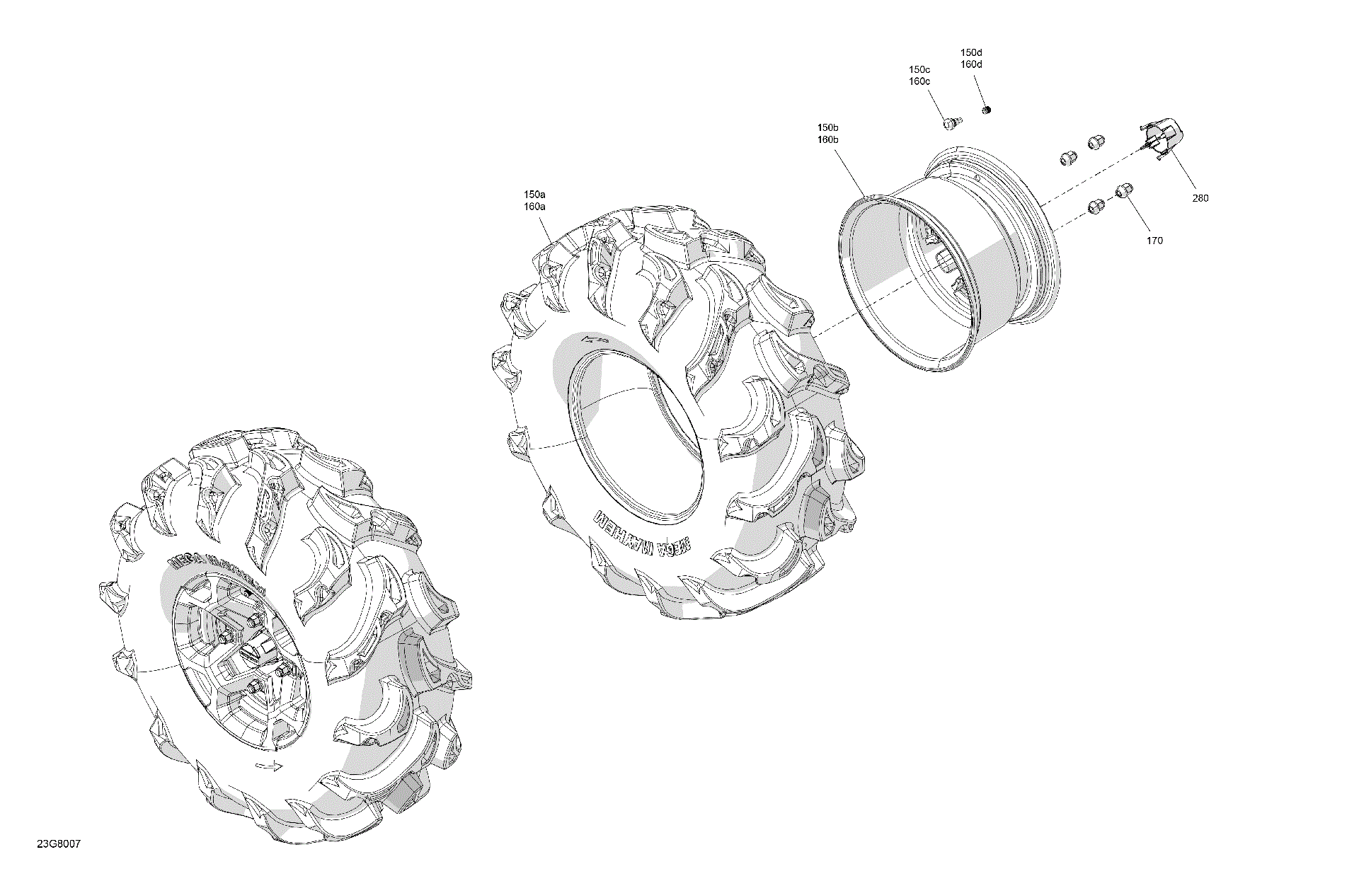 An Image of a Genuine Can-Am Parts Schematic Diagram showing the schematic - DRIVE - REAR WHEELS