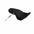 Black contoured motorcycle seat with smooth finish and integrated mounting hardware for Victory Hammer models.