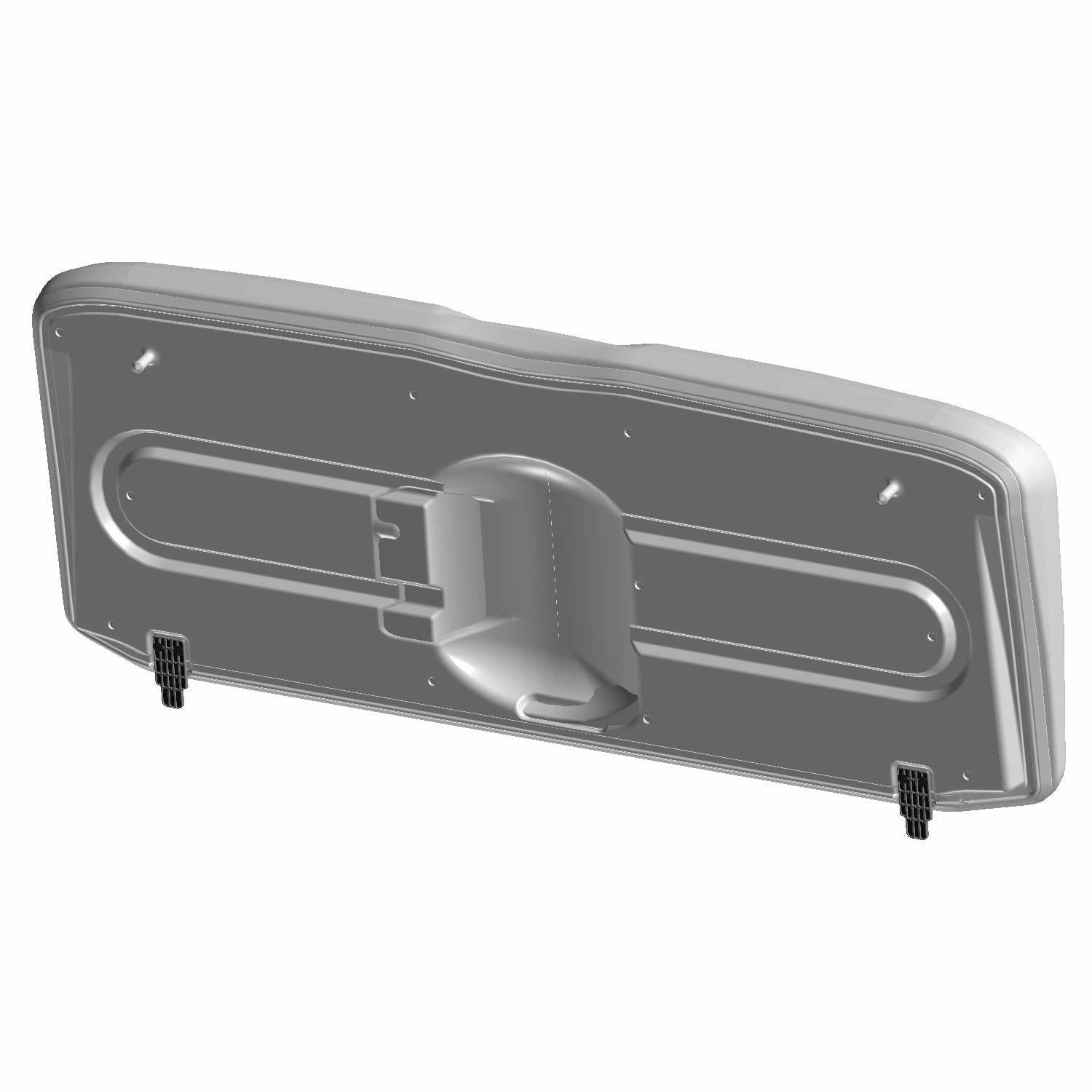 Gray molded plastic seat bottom panel with central raised section and mounting clips for Polaris UTV.