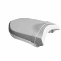 Gray contoured motorcycle passenger seat with raised edges and smooth surface.