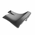Black molded plastic driver seat base with contoured shape and mounting holes.