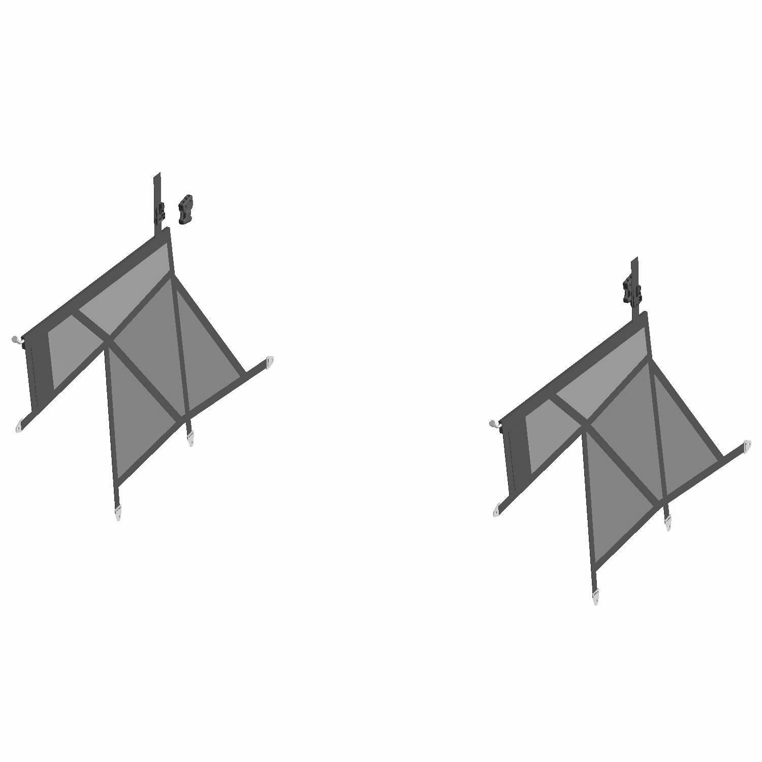 Black mesh rear door nets with polygonal frame and mounting brackets for Polaris Ranger UTVs.