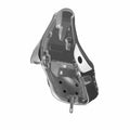 Black heated motorcycle seat base with integrated mounting points and hardware attachments.