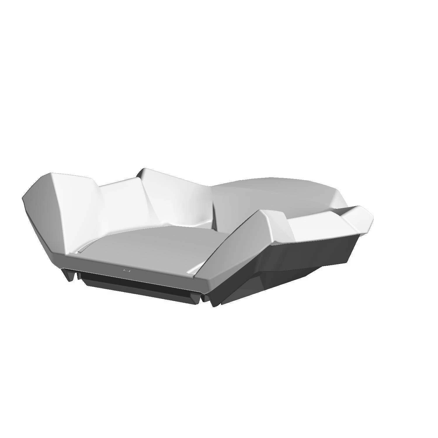Black and red contoured seat back with angular side supports for Polaris UTV.