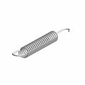 Coiled metal seat slide spring with hooked ends in silver finish.