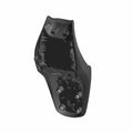 Black vinyl motorcycle seat base for driver and passenger with mounting hardware holes.