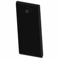 Black rectangular pouch with smooth surface and a single round snap button closure near the top edge.