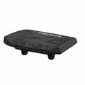 Black molded plastic Polaris seat back panel with raised logo and mounting tabs.