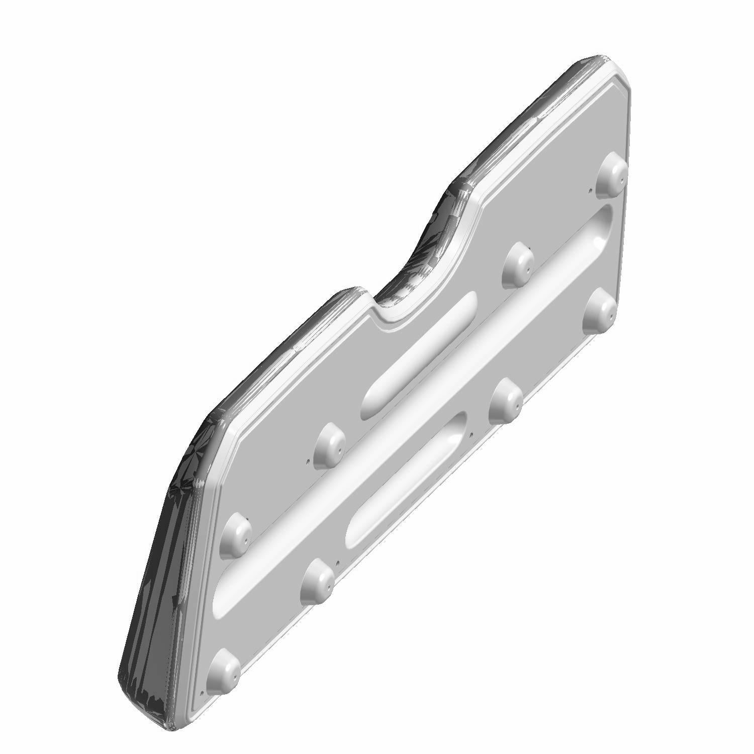 Black contoured UTV seat back panel with mounting holes and molded reinforcement ribs.
