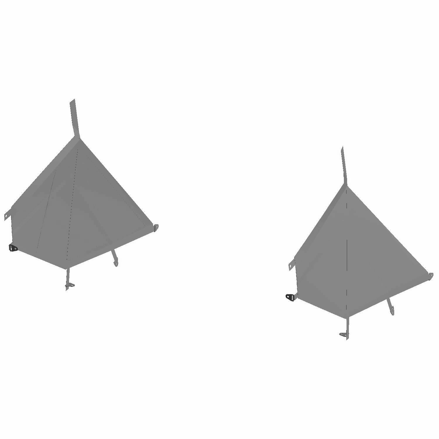 Pair of black mesh door nets for Polaris Ranger UTV with triangular shape and attachment straps.