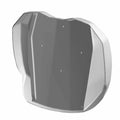 Gray molded plastic seat bottom cover with contoured edges and six mounting holes.