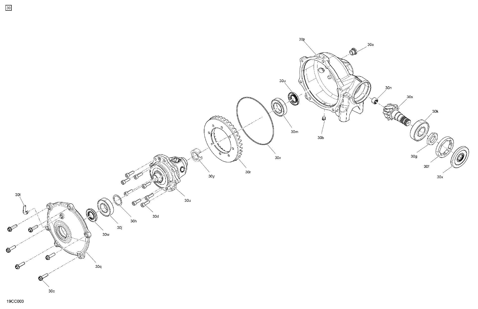 An Image of a Genuine Can-Am Parts Schematic Diagram showing the schematic - DRIVE - FRONT - DIFFERENTIAL PARTS