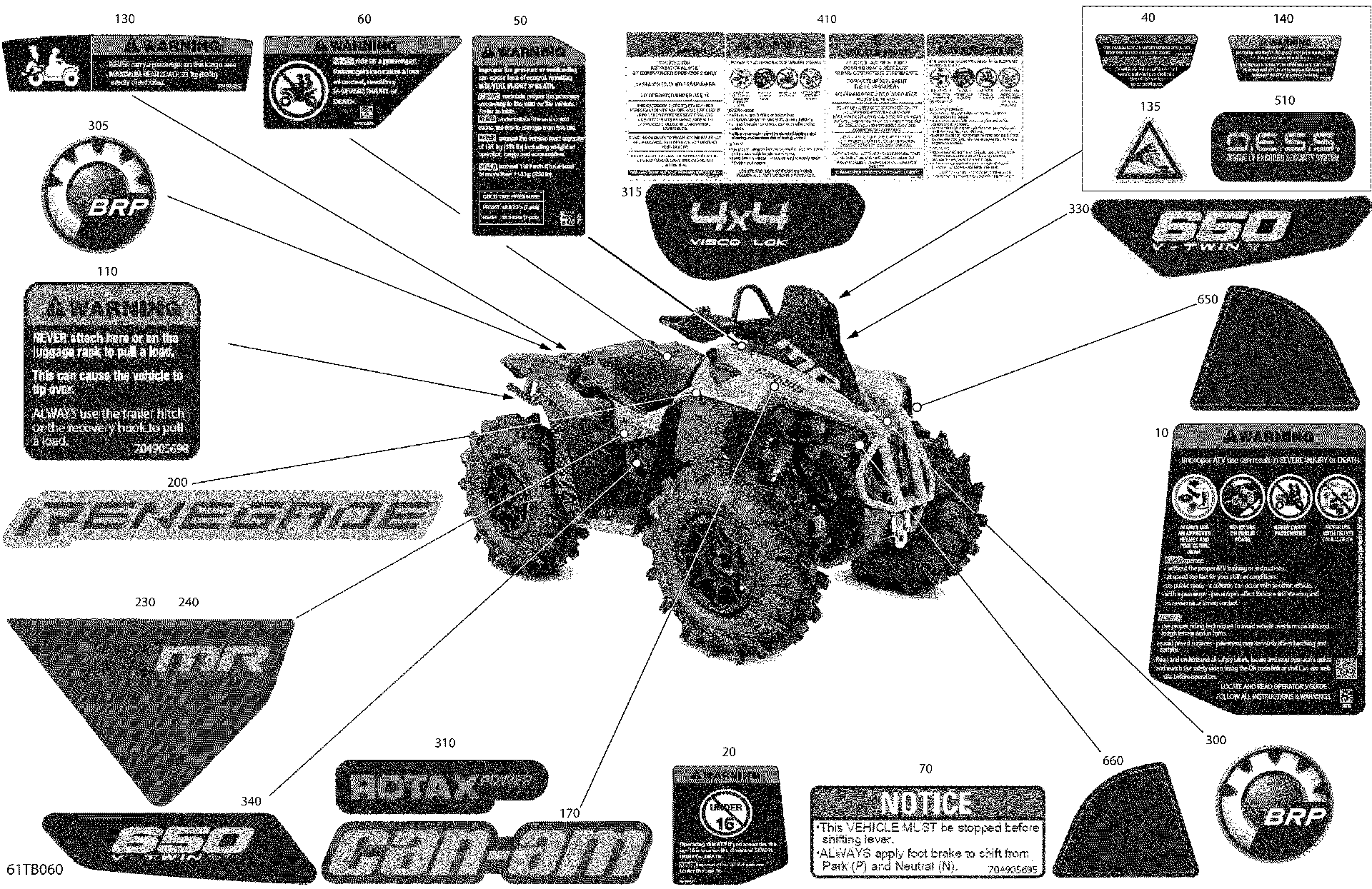 An Image of a Genuine Can-Am Parts Schematic Diagram showing the schematic - BODY - DECALS