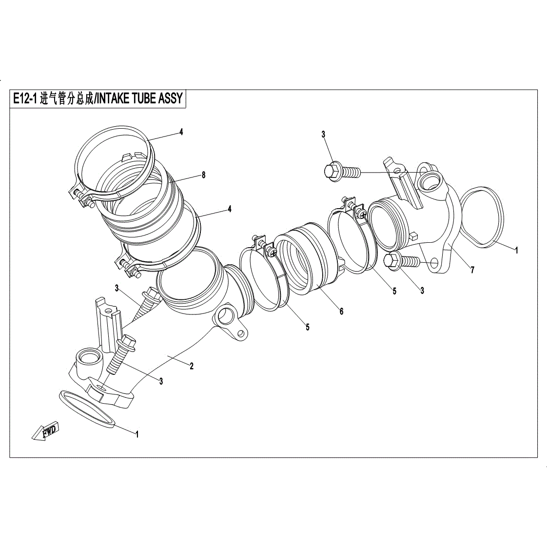 An Image of a Genuine CFMOTO Parts Schematic Diagram showing the schematic - INTAKE MANIFOLD ASSY - 2017 CFMOTO UFORCE 800 EPS