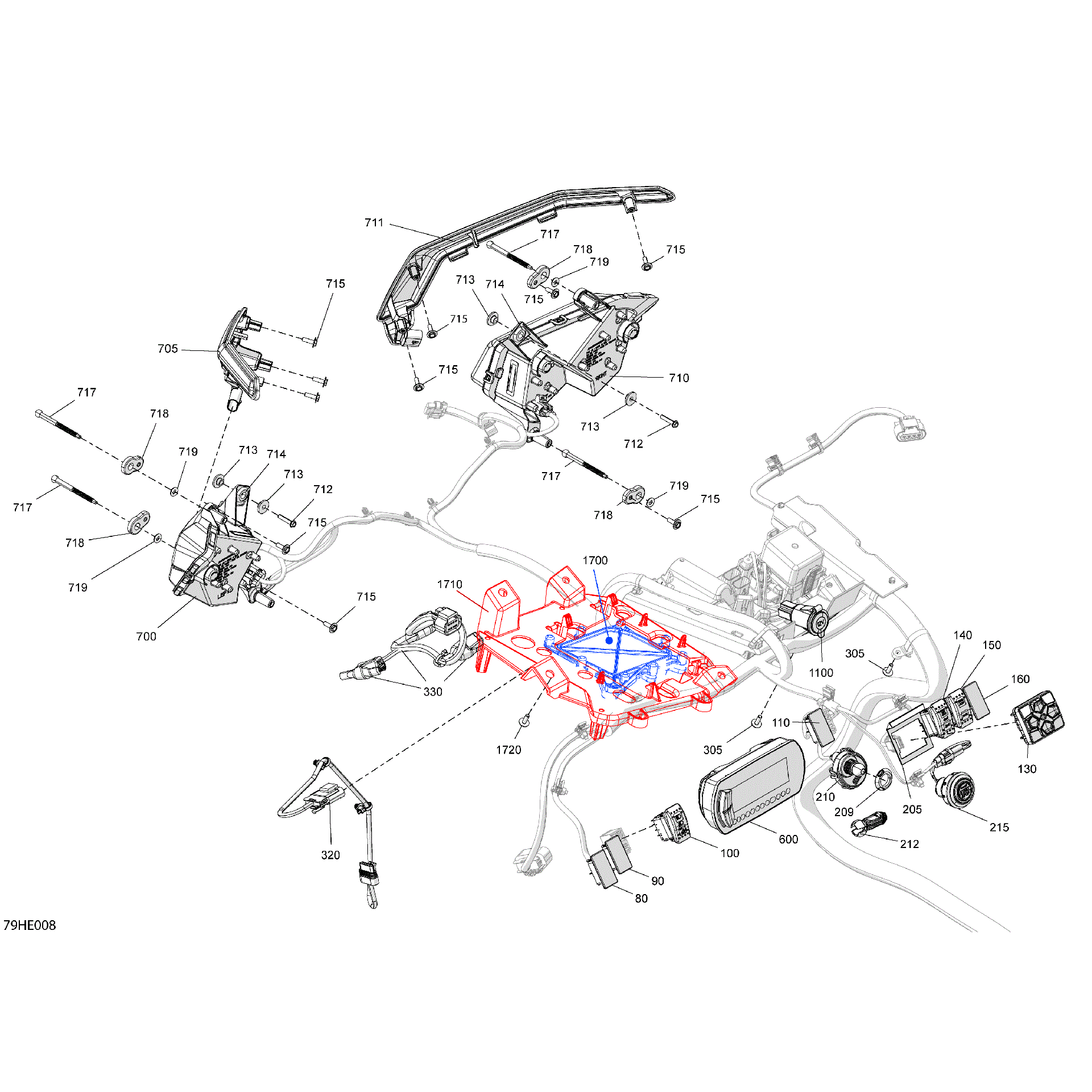 An Image of a Genuine Can-Am Parts Schematic Diagram showing the schematic - ELECTRIC - FRONT SECTION