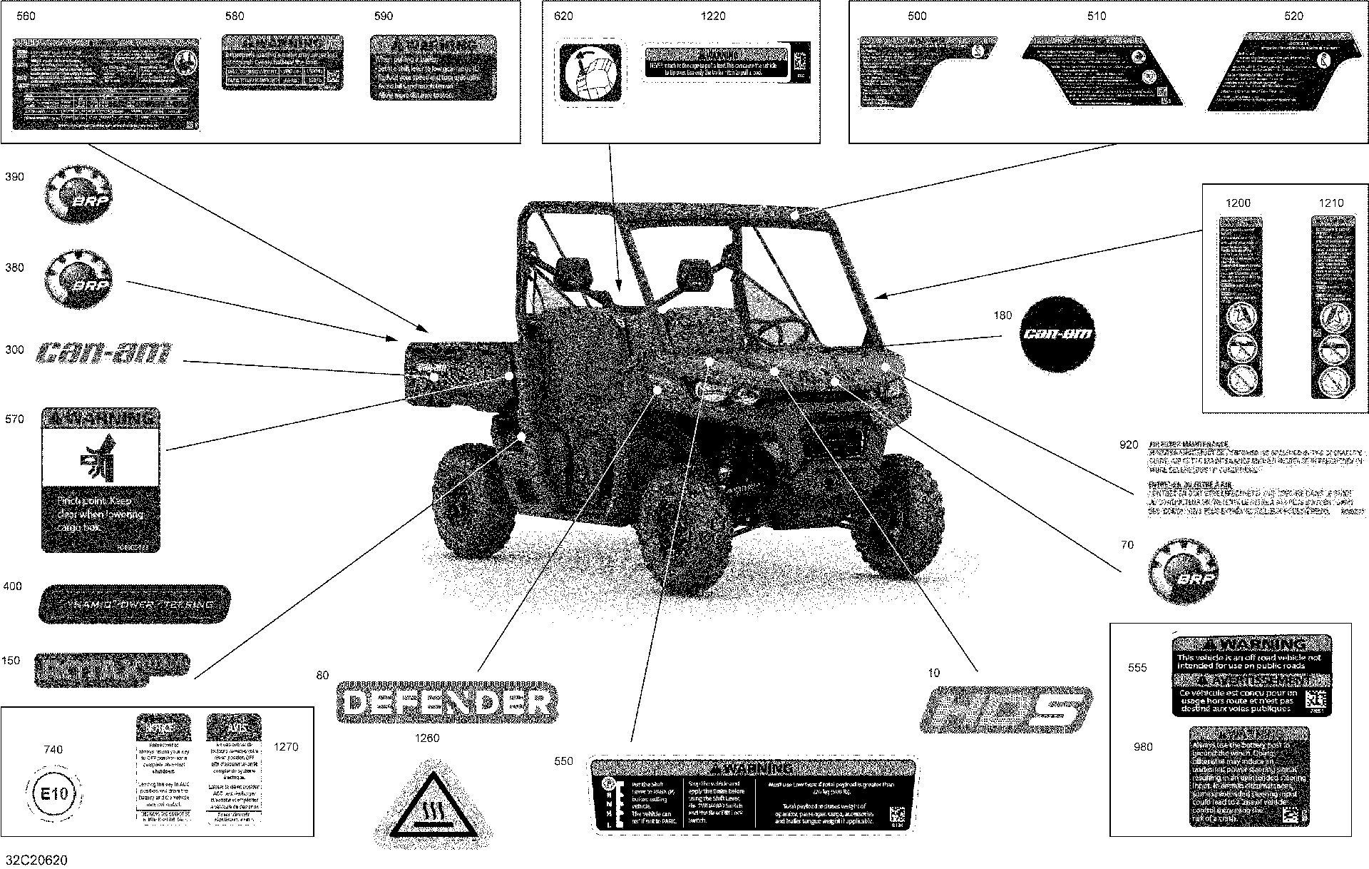 An Image of a Genuine Can-Am Parts Schematic Diagram showing the schematic - DECALS - DPS