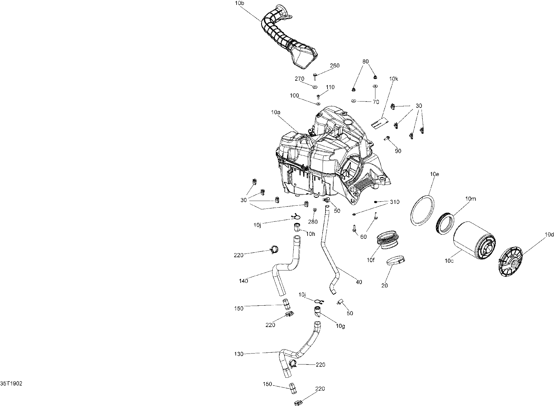 An Image of a Genuine Can-Am Parts Schematic Diagram showing the schematic - AIR INTAKE - EXCEPT T3 - EXCEPT X MR