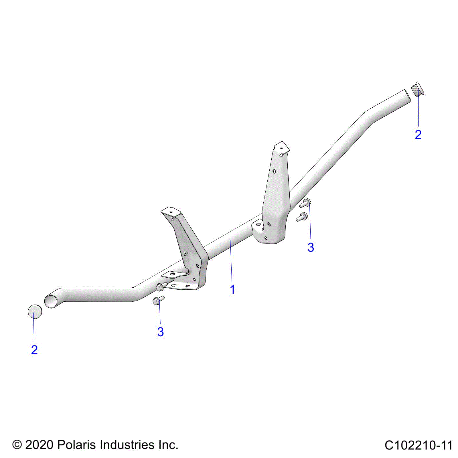 An Image of a Genuine Polaris Parts Schematic Diagram showing the schematic - BODY: REAR RACK SUPPORT - 2023 POLARIS SPORTSMAN XP 1000 HIGH LIFTER