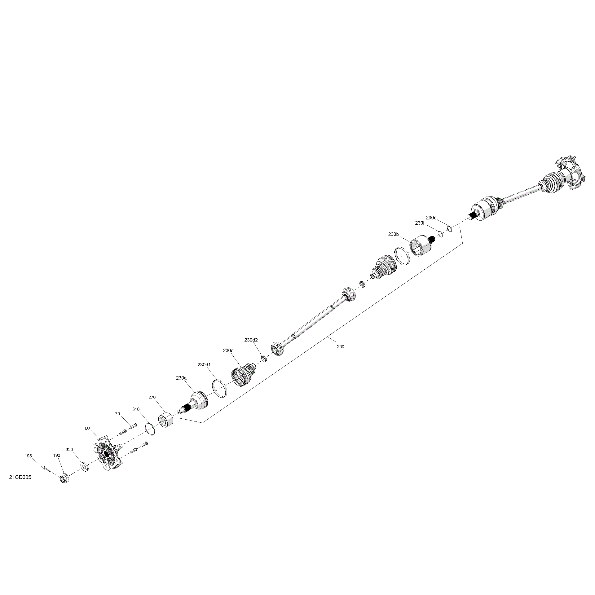 An Image of a Genuine Can-Am Parts Schematic Diagram showing the schematic - DRIVE - REAR - COMMON PARTS
