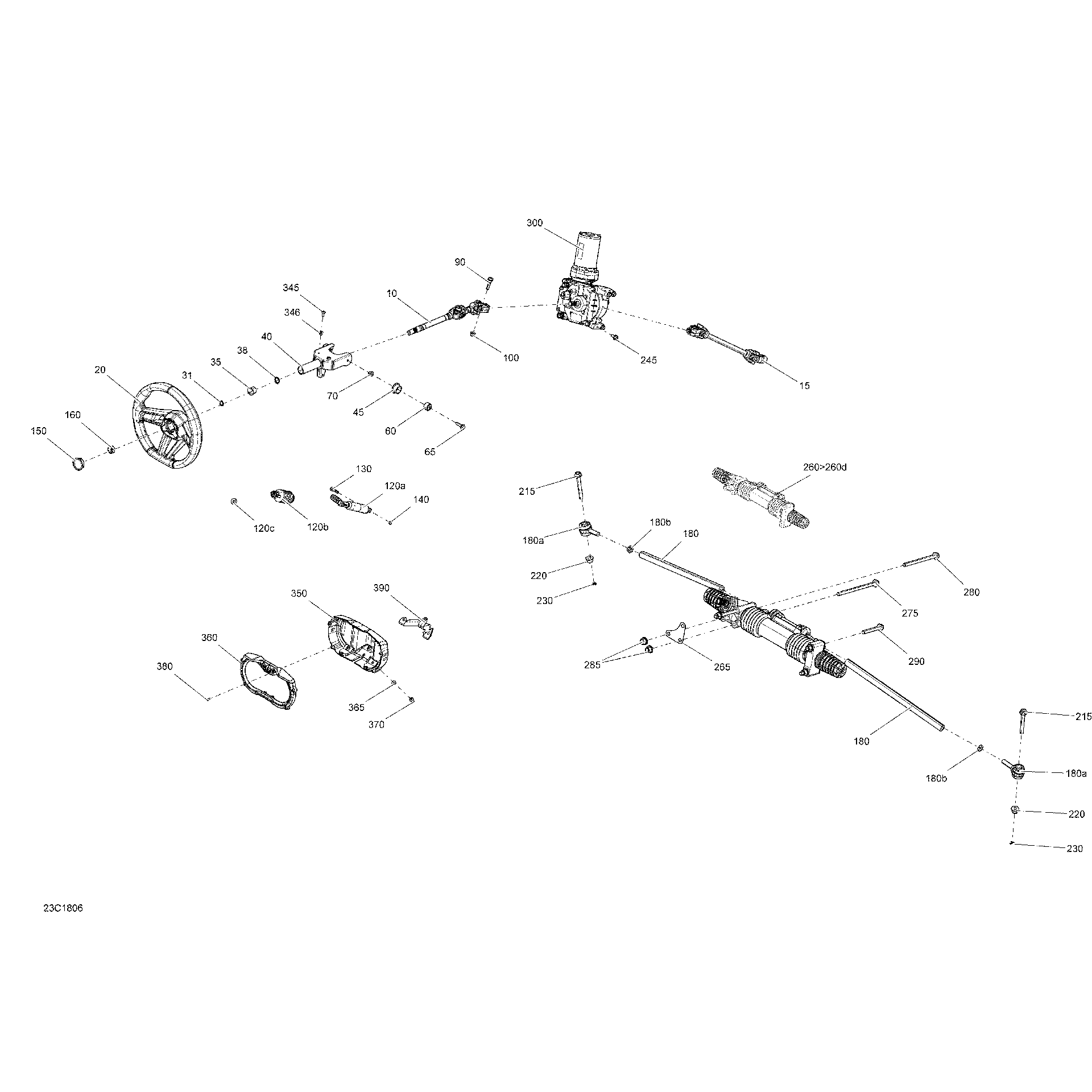 An Image of a Genuine Can-Am Parts Schematic Diagram showing the schematic - STEERING - ALL PACKAGE