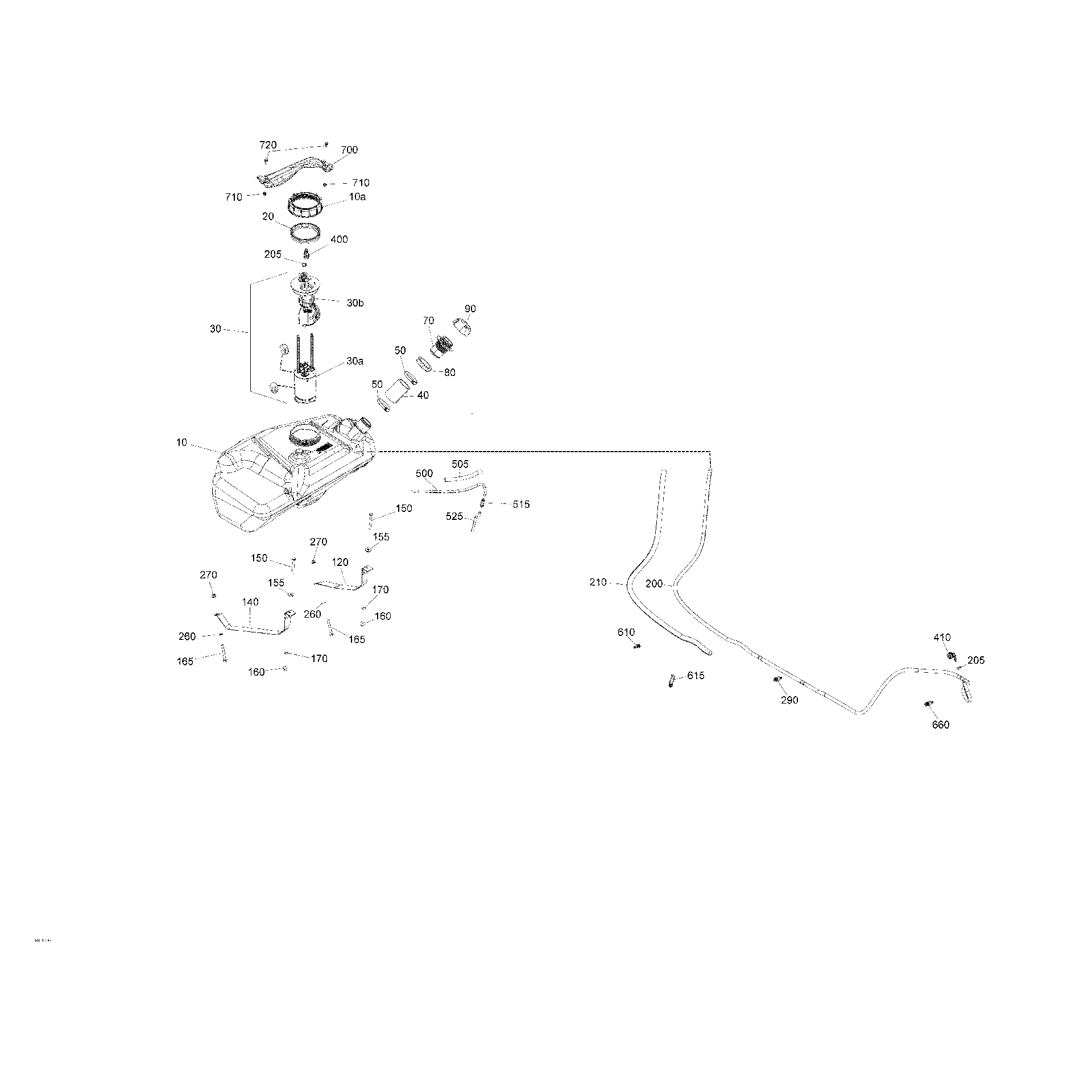 An Image of a Genuine Can-Am Parts Schematic Diagram showing the schematic - FUEL PACKAGE X MR