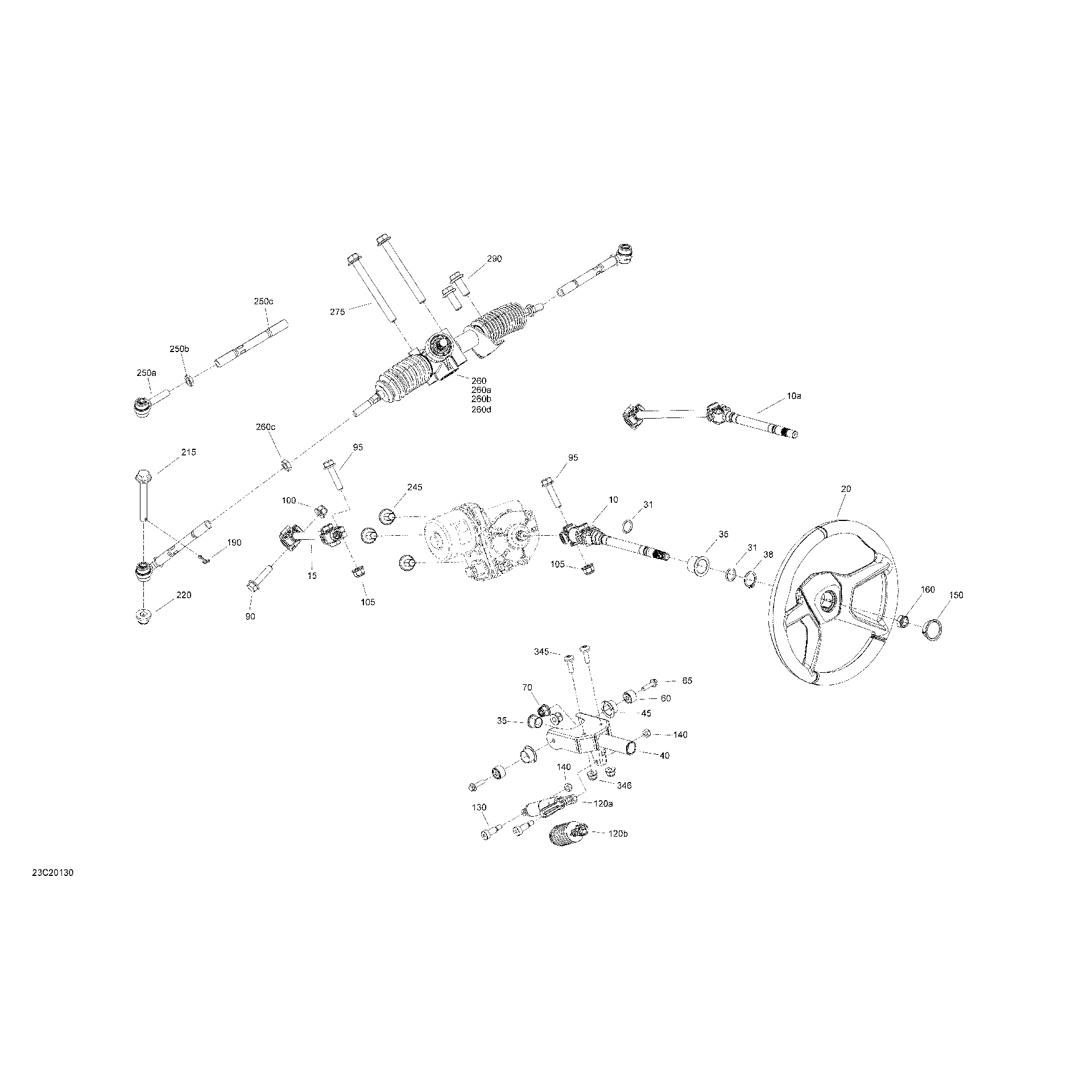 An Image of a Genuine Can-Am Parts Schematic Diagram showing the schematic - STEERING
